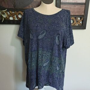 Lucky Brand Blue Boxy T-Shirt Blouse